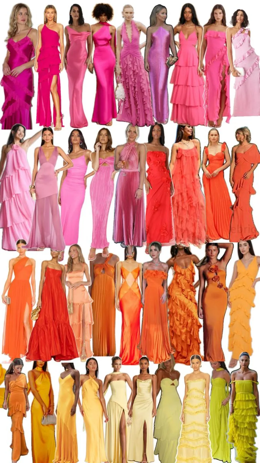 Planche d’inspiration : robes fuchsia, orange et jaunes
